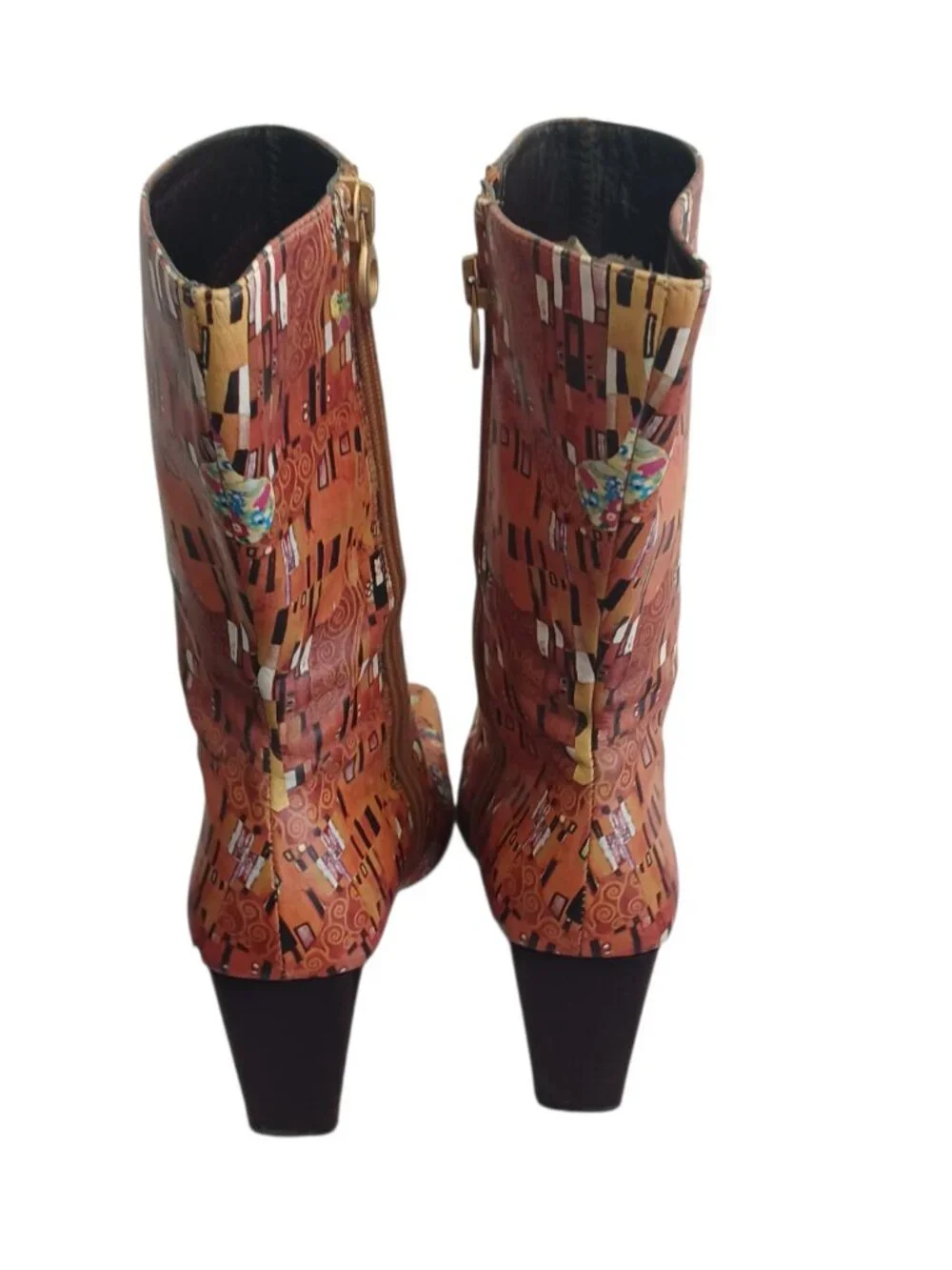 ICON Gustav Klimt “The Kiss” Leather Mid-Calf Boots Wearable Art  Size 5.5M - Picture 5 of 8